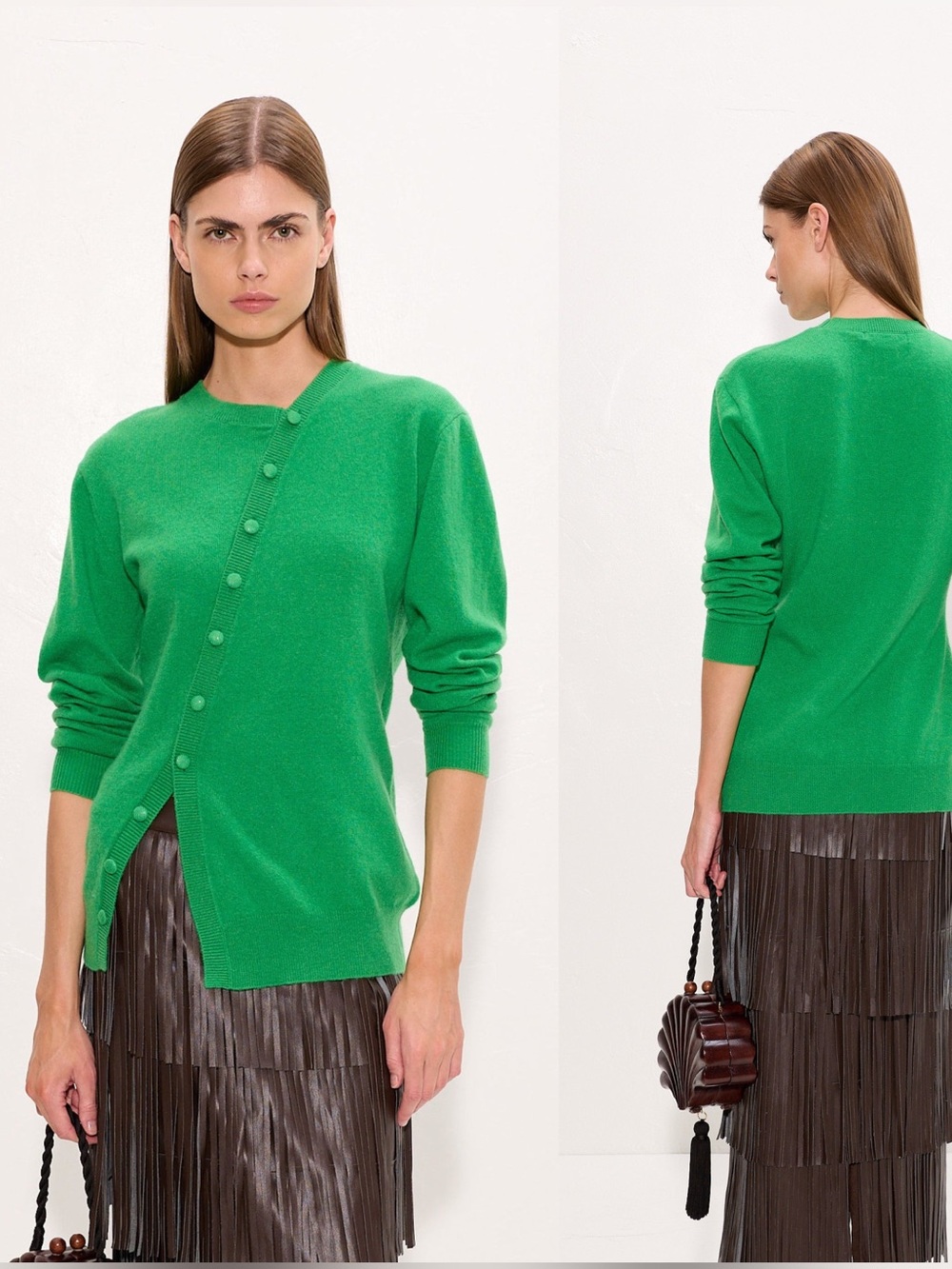 Farm Rio ADA ASYMMETRICAL CARDIGAN IN GRASS IN GREEN